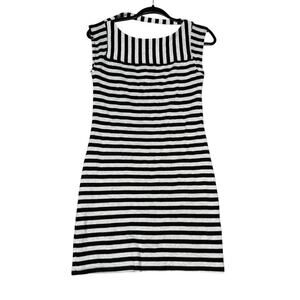 Trina Turk Black White Stripe Knit Tank Dress P XS
